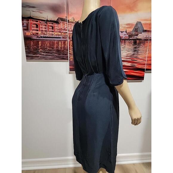 BUCHHOLZ NY Vintage Navy Blue Women's Dress Rare Neckline Size M ? #C - Picture 5 of 10